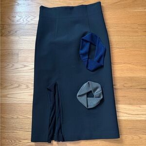 TOGA Black Midi Skirt with Navy and Gray Accents